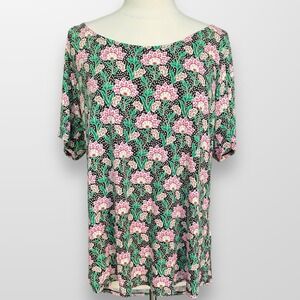 Rose & Olive Size 1X Tunic Top Blouse Stretch Short‎ Sleeve Flowy Floral Shirt